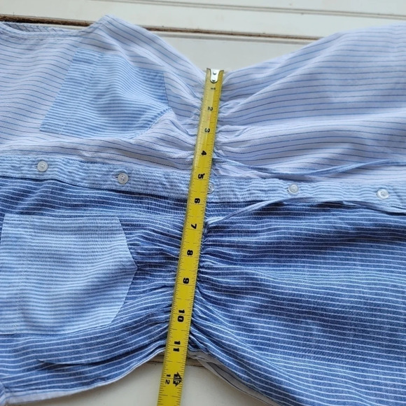 Japna Women's Dress Blue White Striped Sleeveless Elast Waist Shirt Button Sz XS - Picture 7 of 13